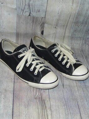 CONVERSE Chuck Taylor All Star Dainty Black Leather Sneakers Womens Size 7.5